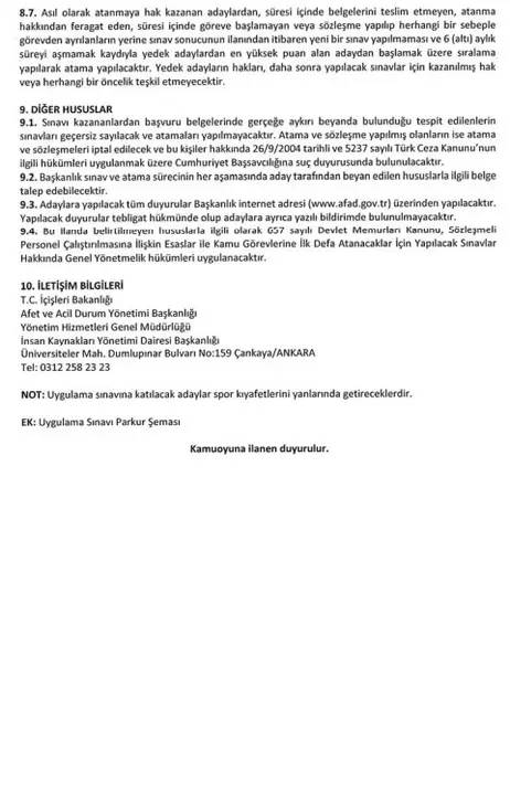 AFAD 1250 Personel Alımı Yapacak 12